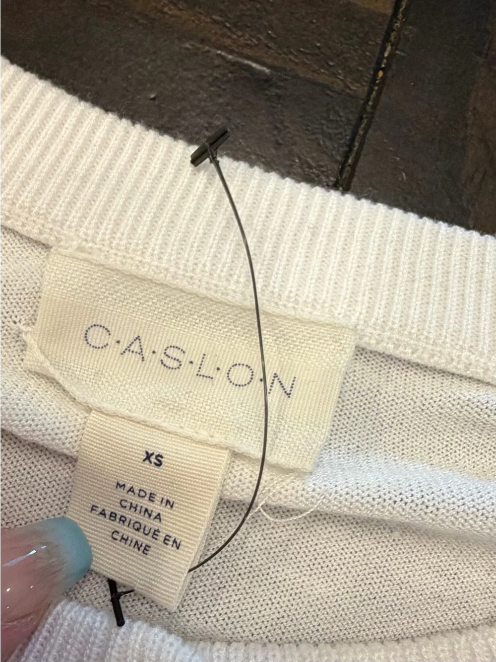 CASLON Button Up Sweater White Women Size XS Granny Core Business Casual Stain
